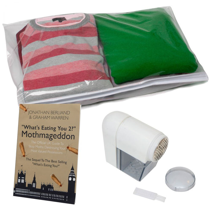 Peva Anti-Moth Storage Bundle I - Sweater Bag, Moth Book & Knitwear Defuzzer