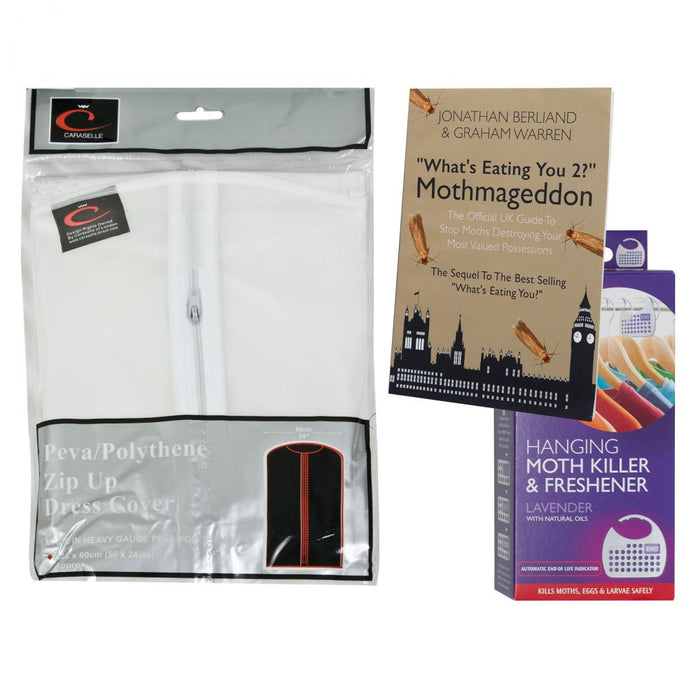 Peva Anti-Moth Storage Bundle G - Dress Cover, Moth Book & Acana Moth Killer